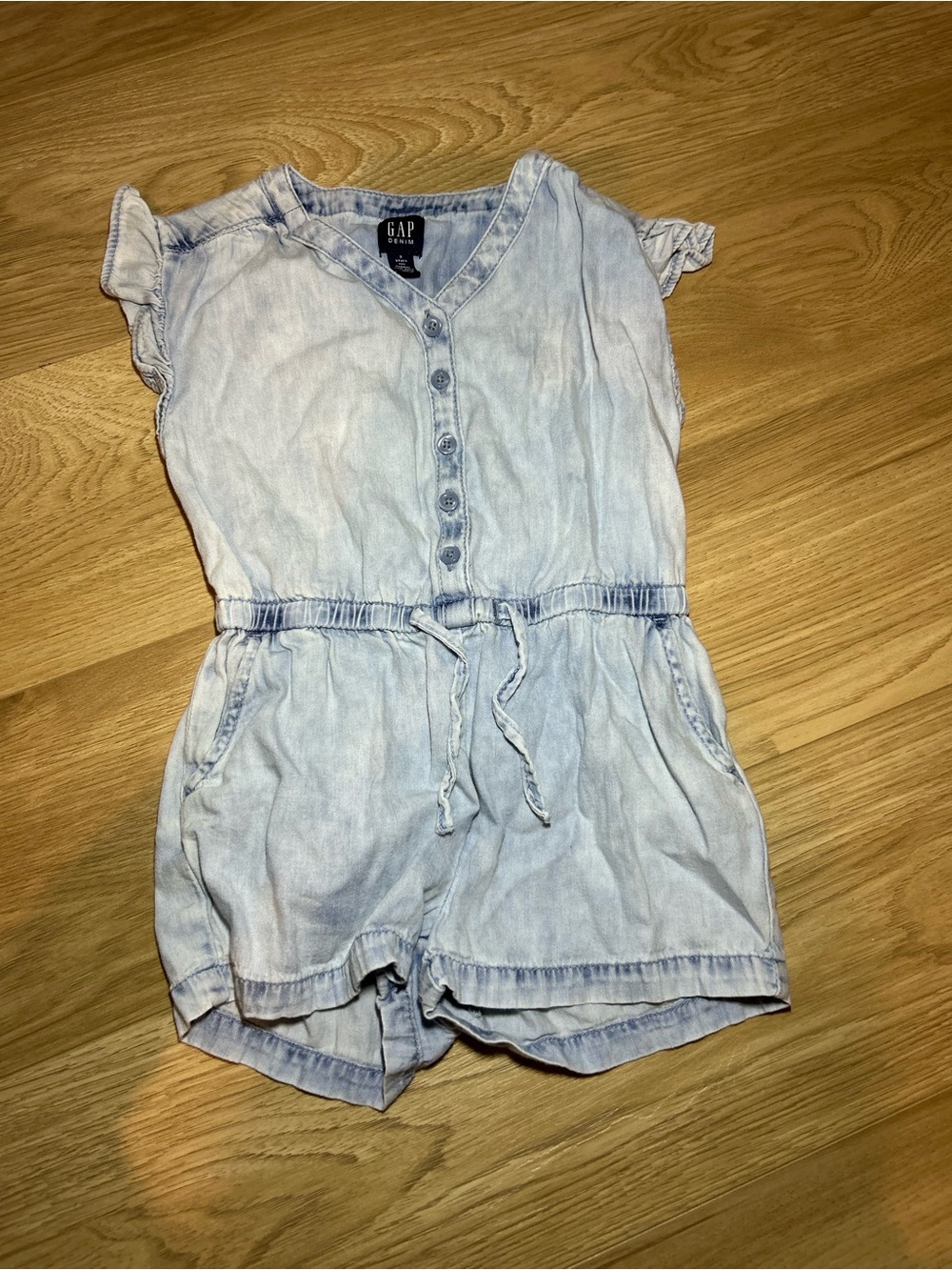 GAP Light Wash Denim Girls' Short Sleeve Romper